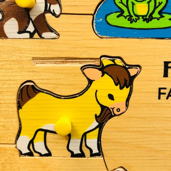 Vintage 70s FISHER PRICE Farm Animals Wood Tray Puzzle - Made in Holland - Picture 6 of 11